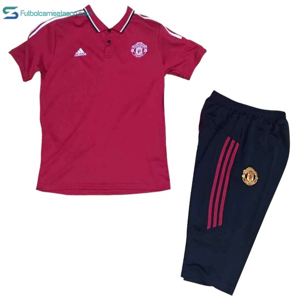 Polo Manchester United Conjunto Completo 2017/18 Rojo Azul